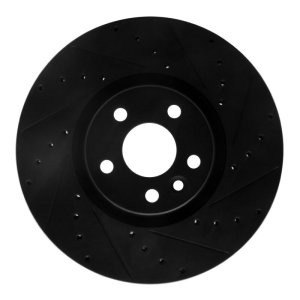 Volvo XC60 Brake Rotor (1) - Front Right - R1 Concepts - Drilled & Slotted - Black - `16-`17